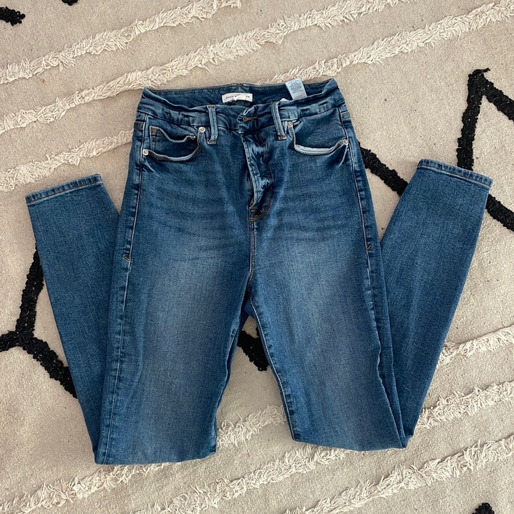 Good American Women's Skinny Jeans - Dark Blue